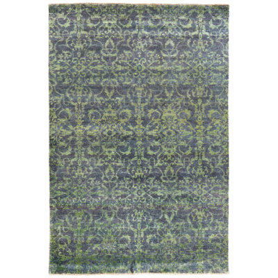 Tesoro II Transitional Damask Blue Area Rug