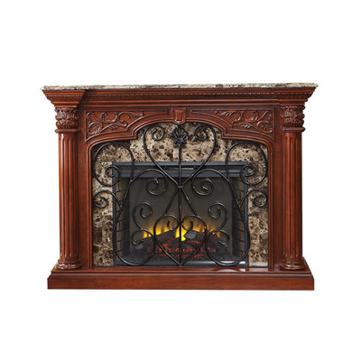 Walnut Solid Wood Electric Fireplace