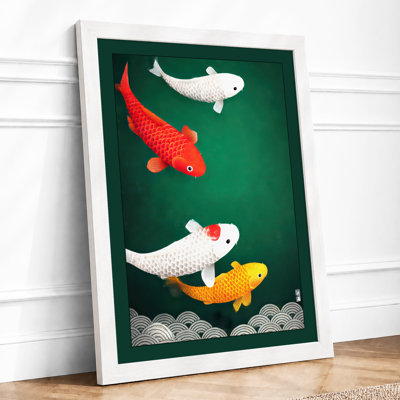 Koi Stream Japandi 1 Piece Single Picture Frame Wall Art