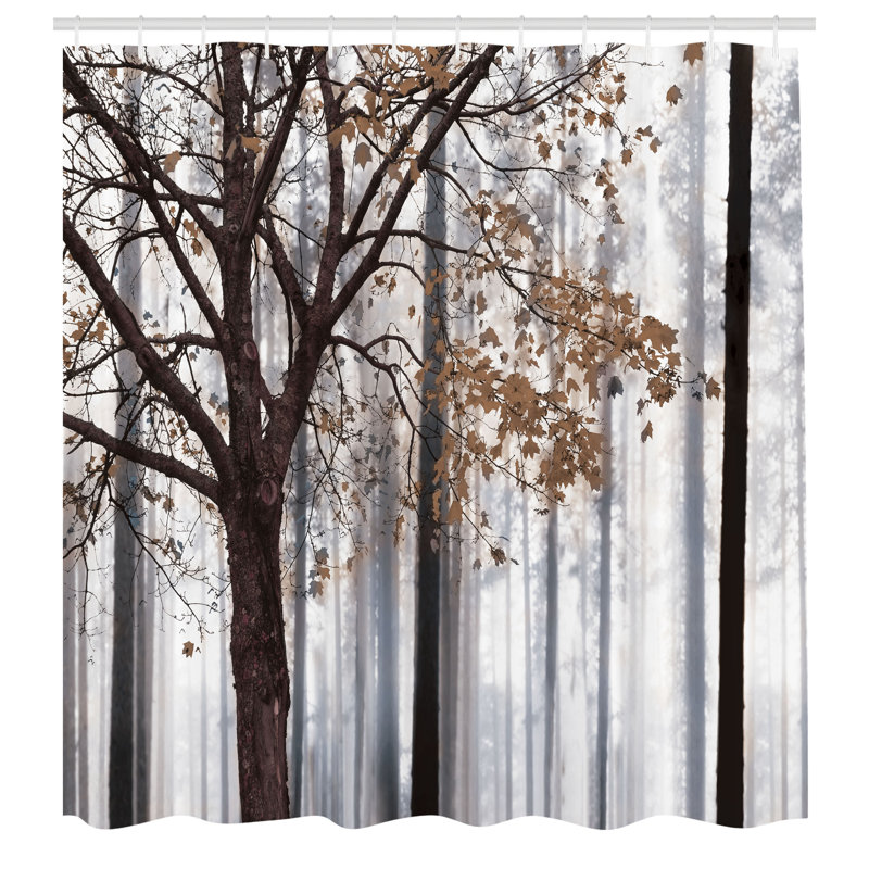 Picture of a Lonely Tree Leaves on an Abstract Woodland Background Print, 75" H x 69" W, Warm Taupe