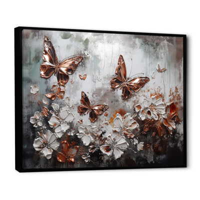 Rylieann Rose Gold Butterfly Wings and Flowers IV sur toile