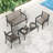 4-Piece Patio Bistro Set – Outdoor Conversation Set with Loveseat, 2 Chairs & Glass Table – All-Weather Textilene Fabric & Steel Frame Furniture for Backyard, Poolside, Porch - Light Brown-1715968103