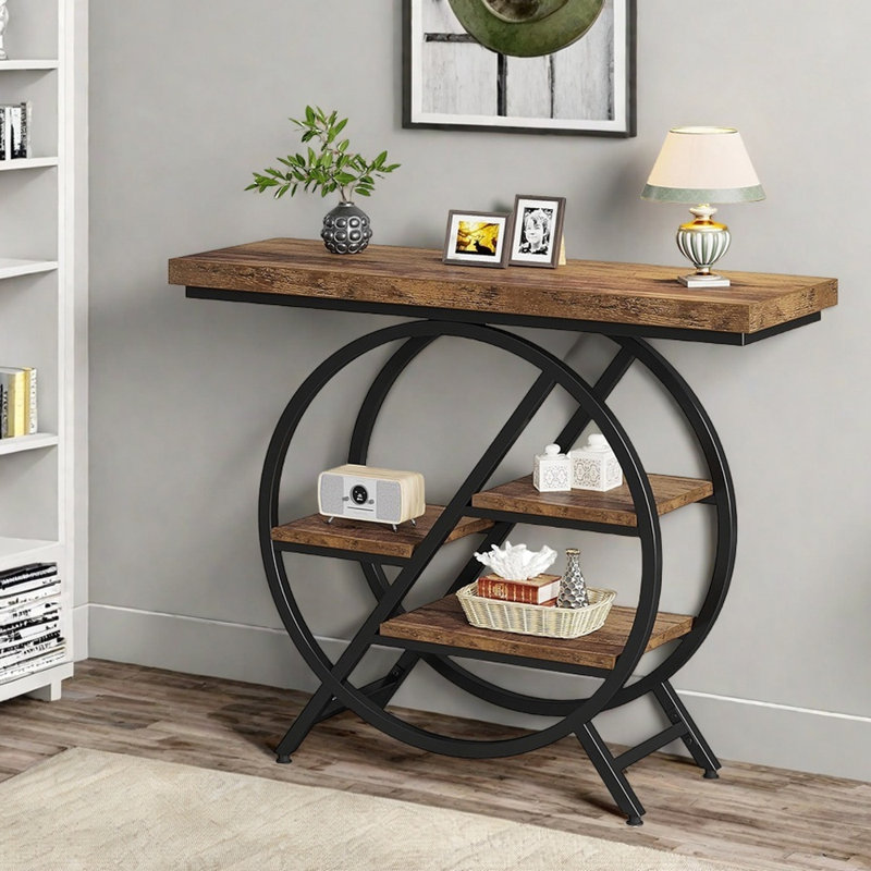 Mid-Century Modern Solid Wood Console Table