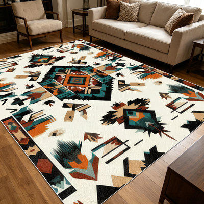 1PC Southwestern Aztec Geometric Tribal Pattern area rugs for Living Room, Soft and Comfortable, Suitable for all seasons, easy-to-maintain, machine washable Indoor floor mat, Under Table Farmhouse suitable for living room, dining room, entryway,