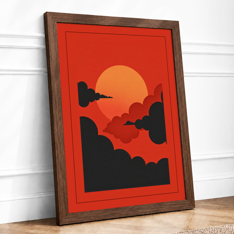 Aircraft Against the Sun Retro - Framed Print, A3 - 42.0 x 29.7 cm, Walnut