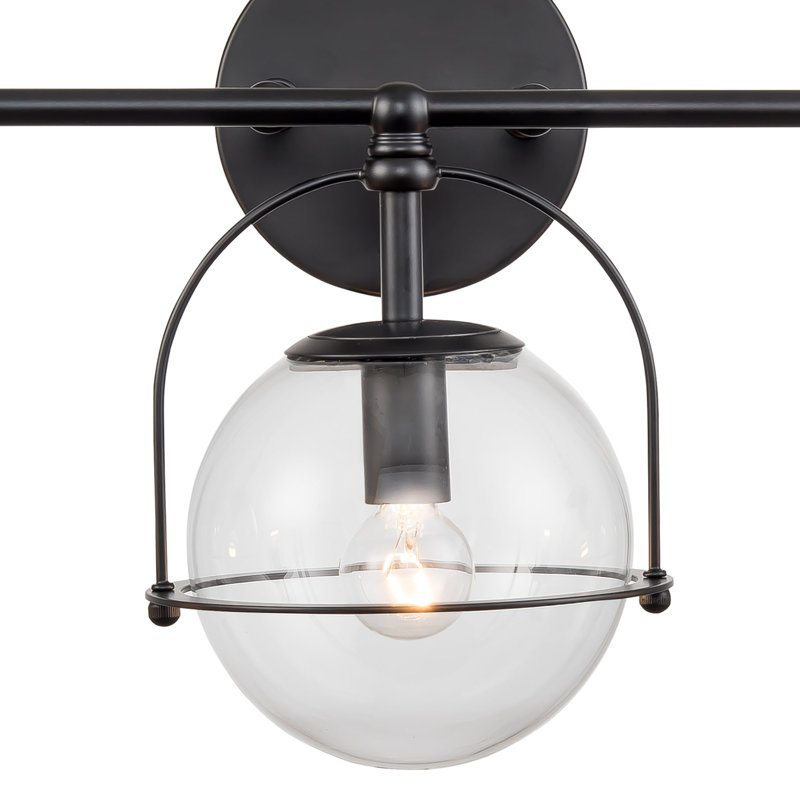 Moors 3 Light Transparent Dimmable Vanity Light, Matte Black