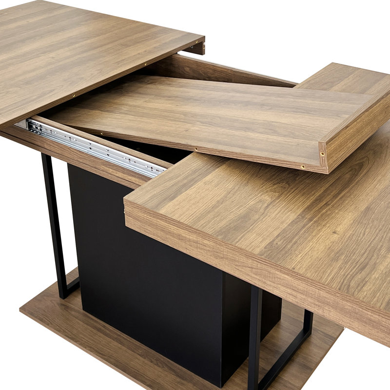 160 - 200 Cm Extendable Table In Aged Wood Tone, Black, Seats 6 10 People, Robust And Dining Wood, Cm, Build