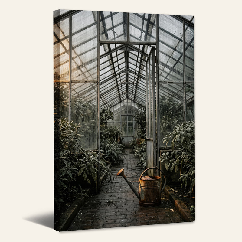 «Rusty Watering Can in Vintage Greenhouse», art mural sur toile, H 18 po x l 12 po