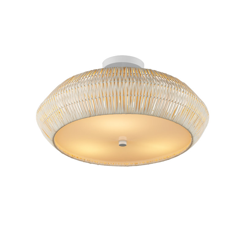 Antibes 3 - Light Semi Flush Mount, Snow White, Bleached Natural