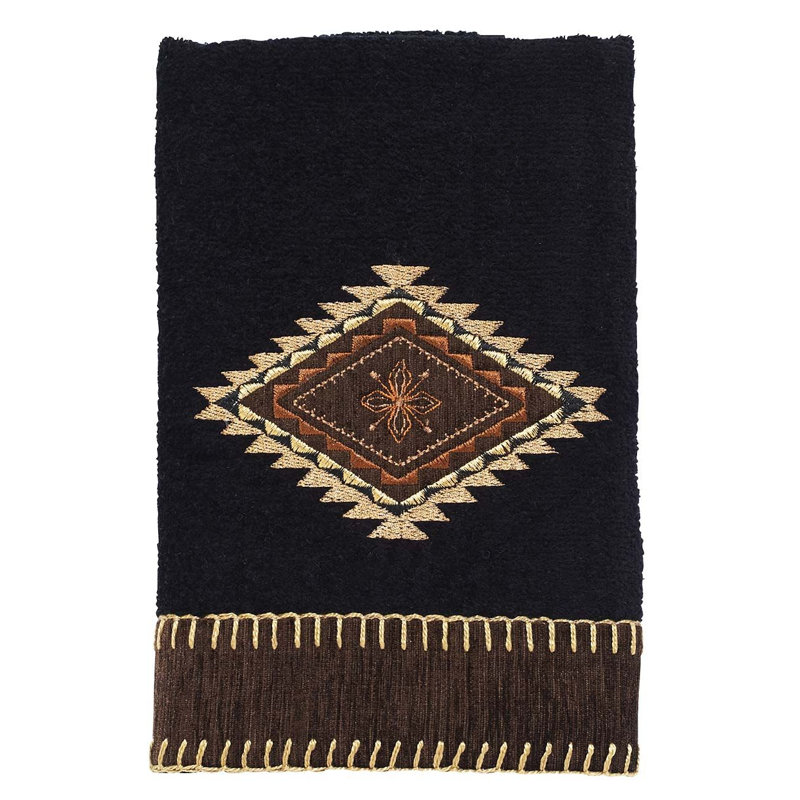 100% Cotton Midweight Waffle Fingertip Towel, Black