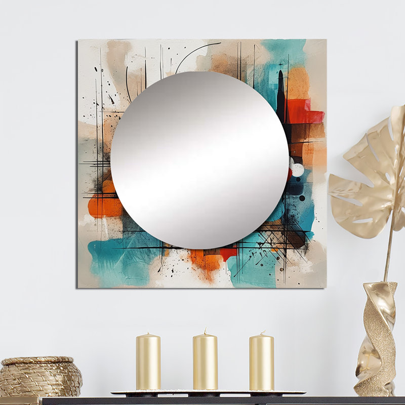 Rotka - Miroir géométrique carré moderne pour décoration murale, 29 po x 29 po