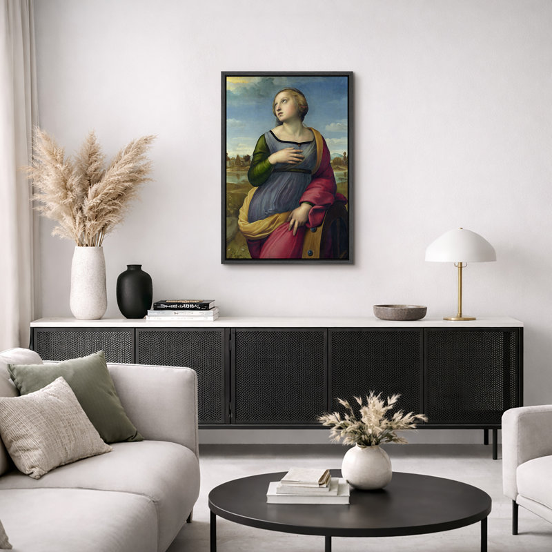 «Saint Catherine Portrait Art», art féminin de la Renaissance, reproduction d'art sur toile encadrée, Cadre flottant noir
