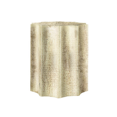Stylish Handcrafted Metal Accent Table with Scallop Design, Perfect for Living Room and Bedroom Decor