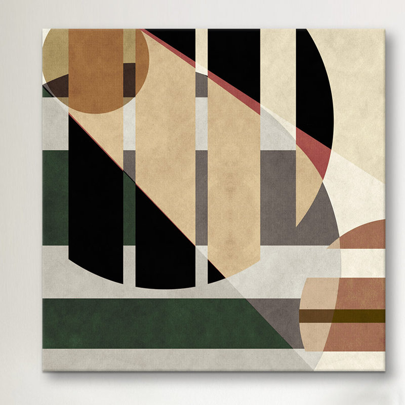 Albree Modern Geometric Shapes, impression sur toile tendue, H 26 po x l 26 po x P 1,5 po, Toile avec cadre noir
