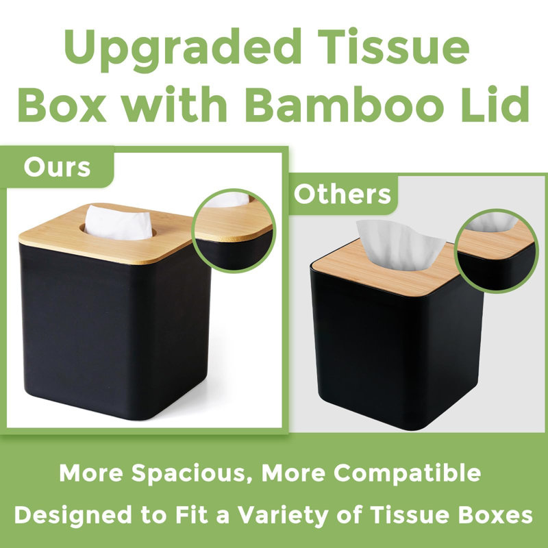 Tissue Box Cover Square, Black Tissue Box Holder