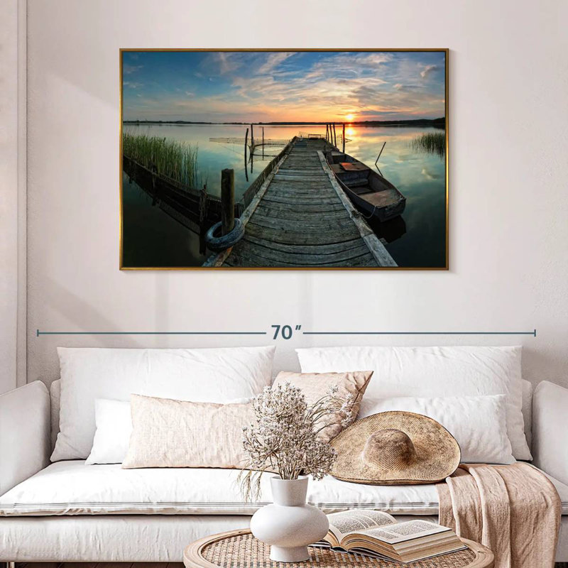 Fishing Trip, 46" X 31", Floating Frame Gold