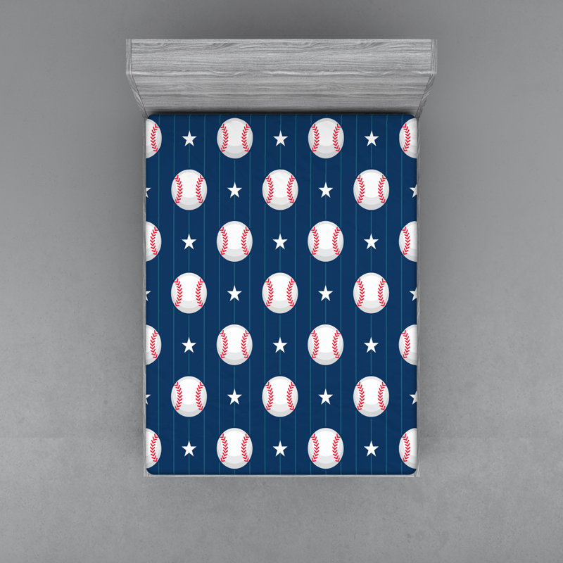 Baseball Stripes Microfibre Jersey Knit Fitted Sheet, European Double (140 x 200cm)