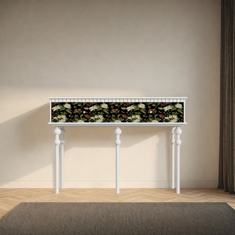 Retro Minimalist Art Console Table, White