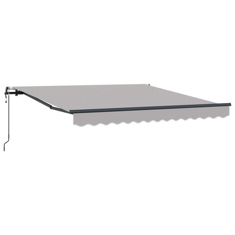 Ebern Designs Retractable Patio Awning, 300 cm W x 250 cm D, Light Grey