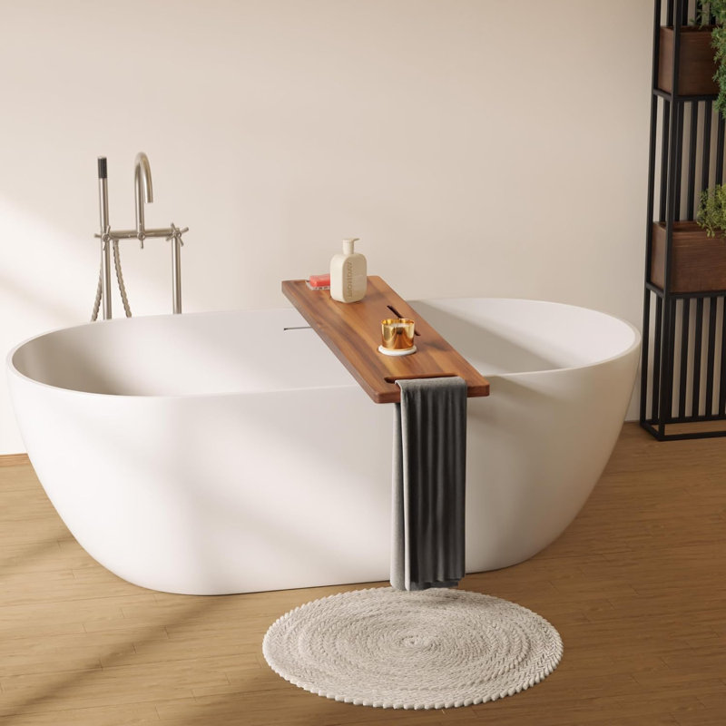 Premium 39 inch Solid Wood Bathtub Tray - Large & Thick Bath Tub Tray - Solid Acacia Wood Bath Tray For Tub, Brown