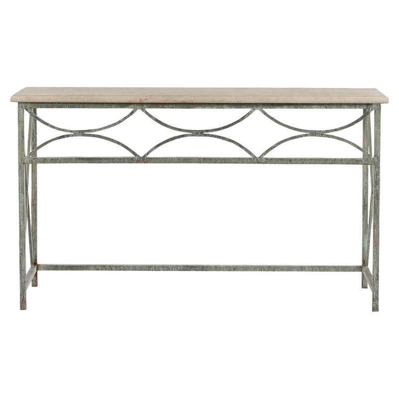 Diamond Console Table, Lite Travertine, Flat Black