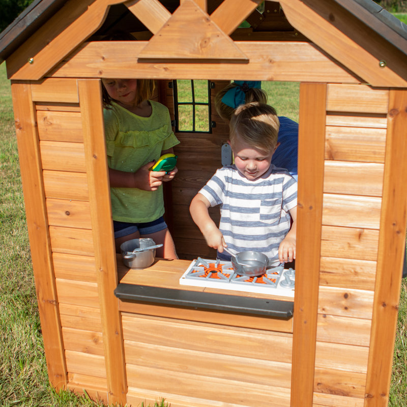 Sweetwater Cedar Wooden Playhouse with Black Roof