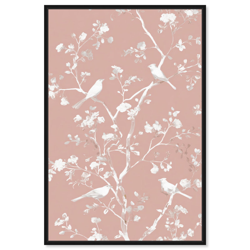 «Blush Chinoiserie III», reproduction d'art sur toile rustique par Art Remedy, cadre noir, 10 x 15, H 16 po x l 11 po