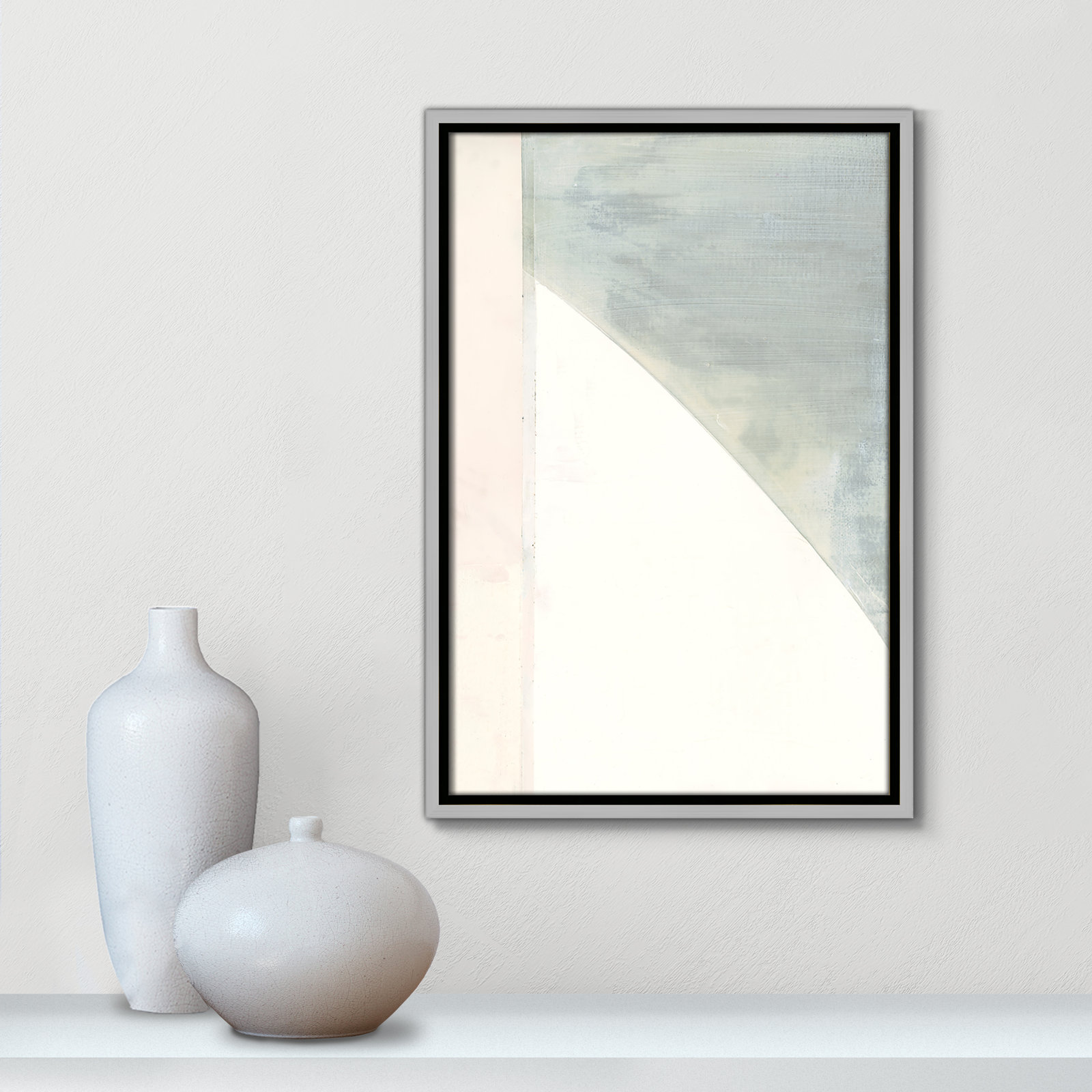 Alexandria "In Neutral I" Painting by Cartissi, 19.5" H x 13.5" W x 2" D, Silver Framed Canvas