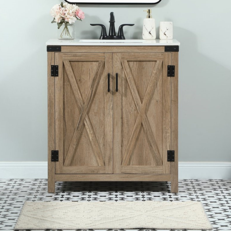 Ensemble de meuble-lavabo simple 30 po Slayton, Chêne naturel