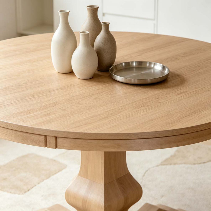 Table à manger ronde, Clair naturel