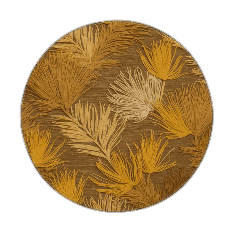 Botanical Brown Indoor and Outdoor Area Rug, Round 5'