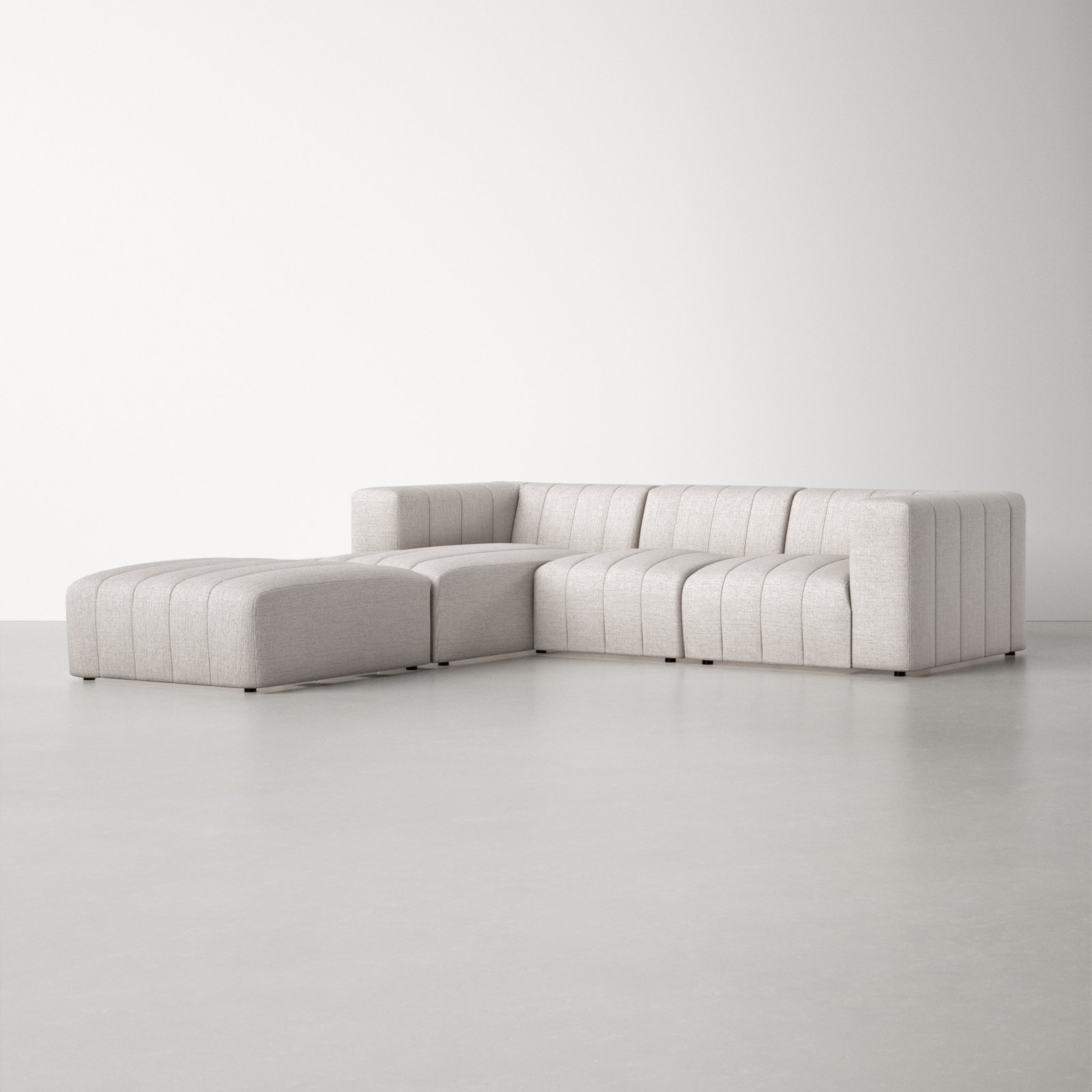 Bowry Upholstered Chaise L-Sectional, Fayette Cloud Polyester Blend, Left Hand Facing