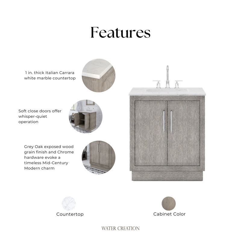 Hugo 30'' W Single Vanity, Chrome