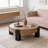 33'' Modern Round Coffee Table with Hidden Storage, 3 Block Legs Sturdy Center Accent Table-651214718