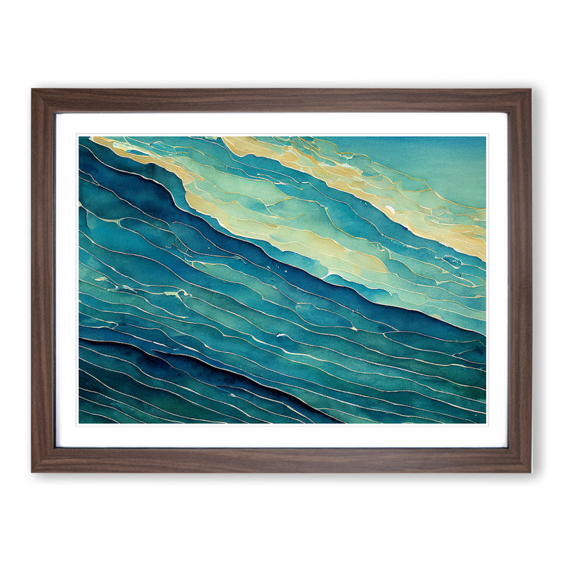 Abstract Ocean Vol.2 - Framed Print, 25cm H x 34cm W x 2cm D, Walnut