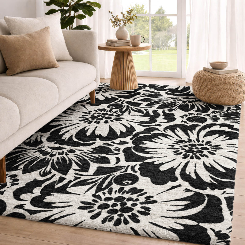 Tapis à poil long de qualité supérieure lavable à la machine ADS551, Noir, 10 pi x 14 pi