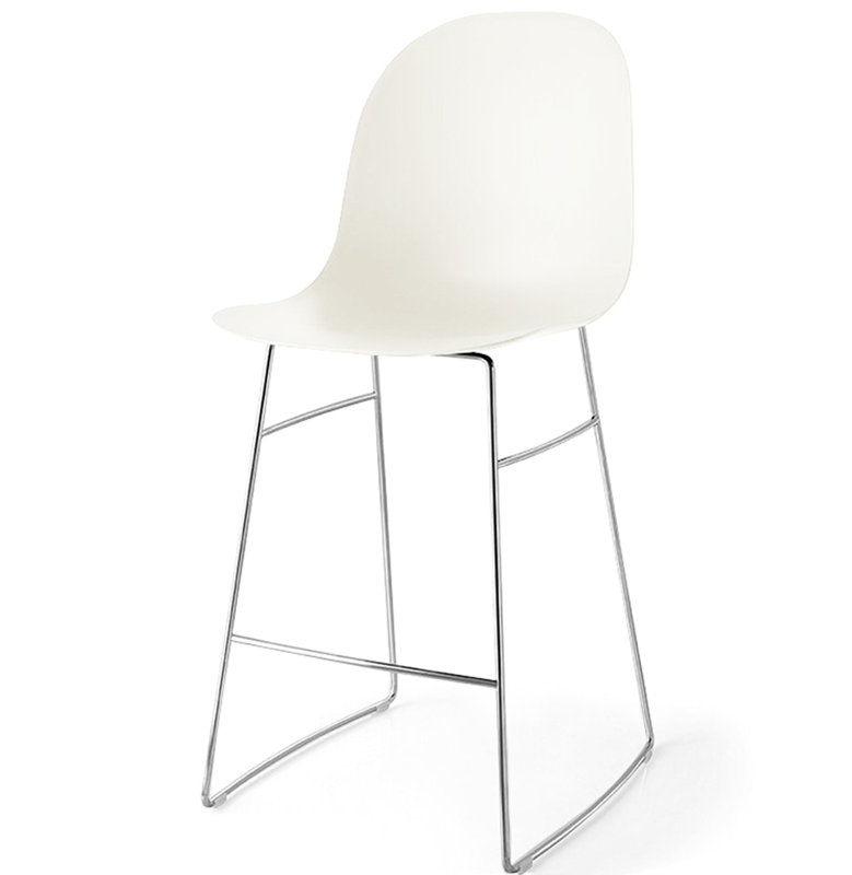Academy Counter Stool with Chromed Frame, Matte Optic White, Counter Stool (25.59" Seat Height)