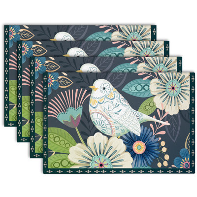 4-Piece Polyester Rectangle Dining Table Placemats
