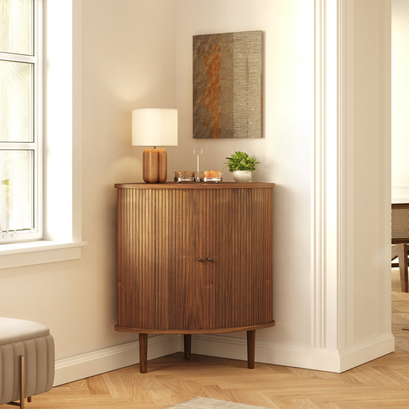 Corner Bar Cabinet With Doors And Shelves, Coffee And Wine Bar Buffet