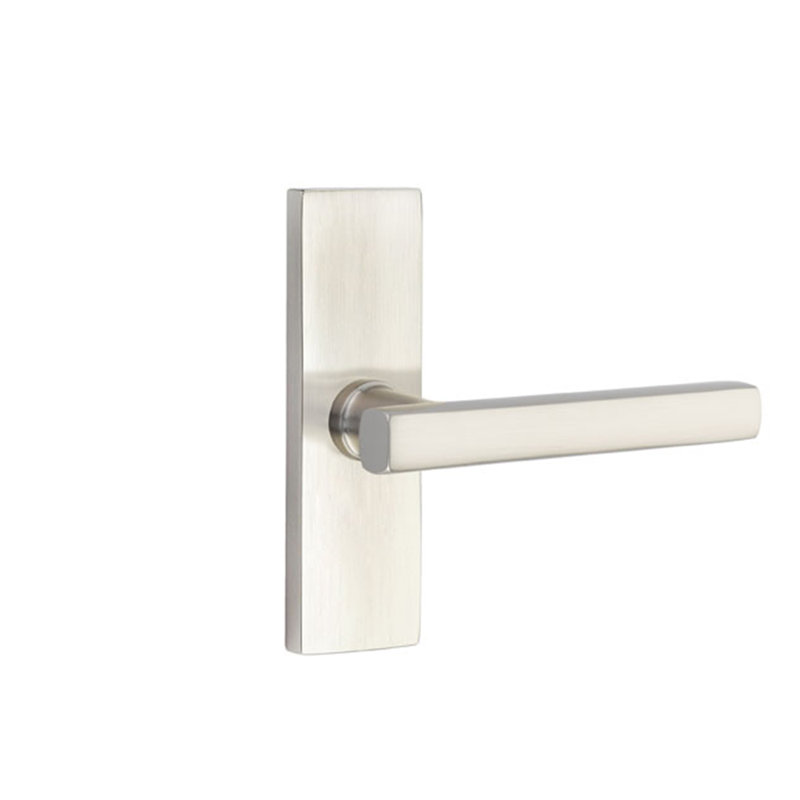 Freestone Flat Passage (Hall & Closet) Door Lever with Rectangle Rosette, Satin Nickel, Left