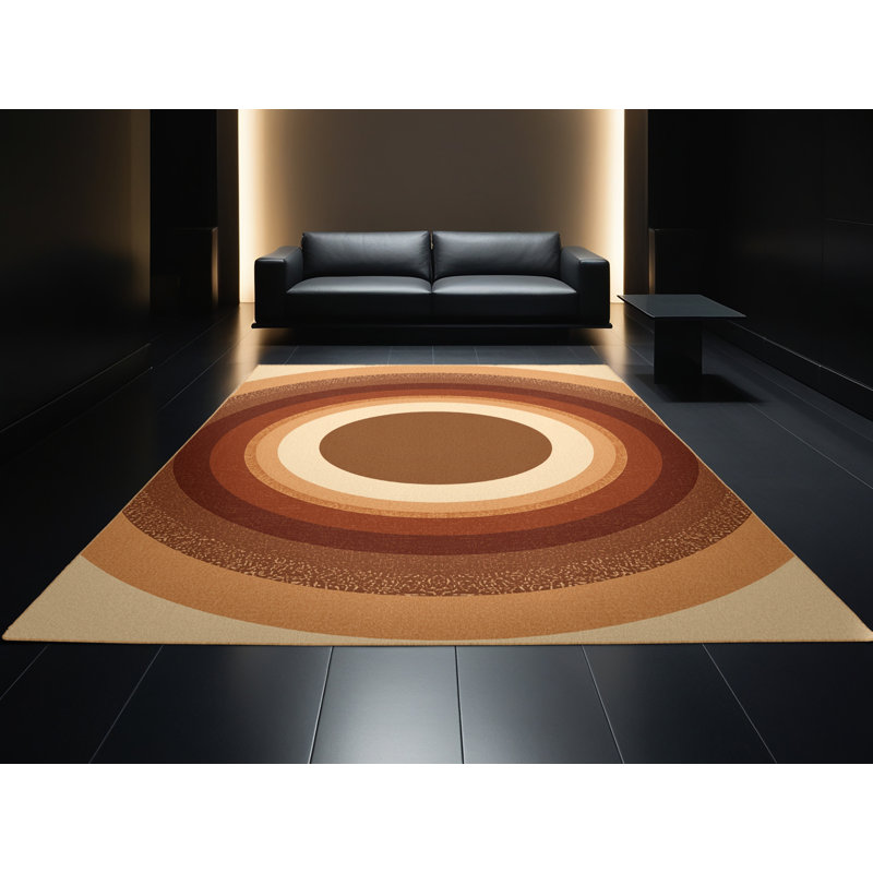 Machine Washable Tysen Thanksgiving Modern & Contemporary Abstract Rug in Brown – LightBrown Binding, 8x10
