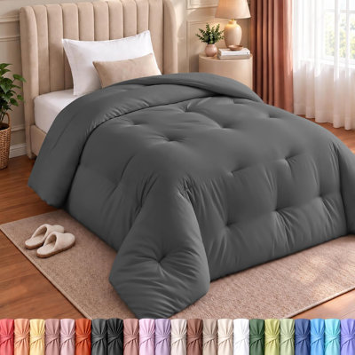 Utopia Bedding Comforters Twin Size, All Season Duvet Insert, Down Alternative Twin Comforter with Corner Tabs, Machine Washable Bed Comforter 64 x 88 Inches (Grey)