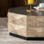 Table basse 38 po en bois massif rétro, concave personnalisée, support stable, pour le salon et l'hôtel Hexagonal géométrique 35,73 po de largeur, design élégant, facile à nettoyer, bureau à domicile