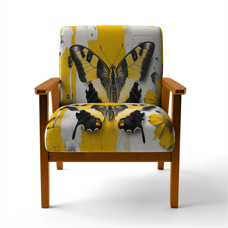 Chaise avec accoudoirs en velours Magiera, Jaune, Brun