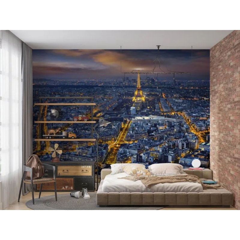 Papier peint paysage urbain Paris, L 96 po x l 108 po