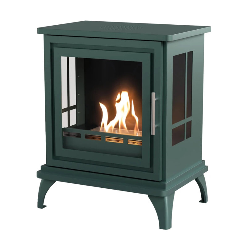 17 Stories 55cm W Bio-Ethanol Fireplace with 683 BTU, Black Green