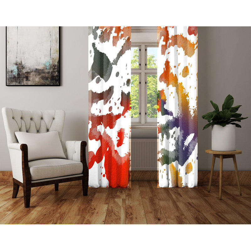 Panneaux de rideaux semi-diaphanes avec passe-tringle Splatter Print (DSQ est réglé à 2), L 20 po x L 82 po
