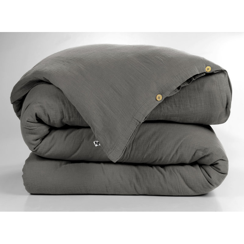 Knopp Cotton Solid Colour Duvet Cover, Super King Duvet Cover, Dark Grey