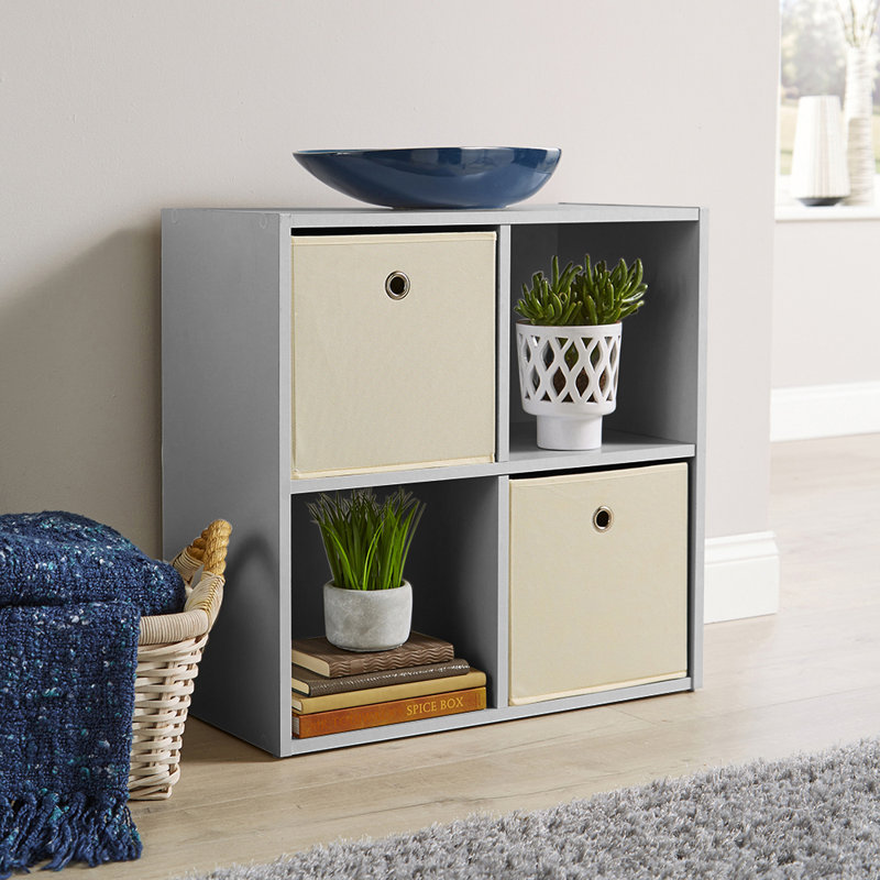 Steib 2x2 Storage Cube Bookcase Unit, Grey