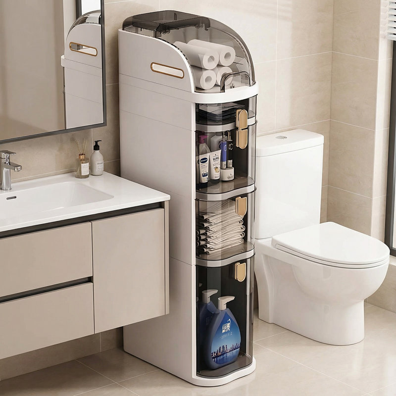 38.5" H Plastic Bathroom Storage Cabinet With Drawers
